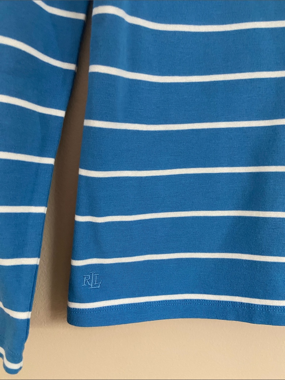 Lauren Ralph Lauren Blue & White Striped Long Sleeve Top Size Small - Picture 3 of 7